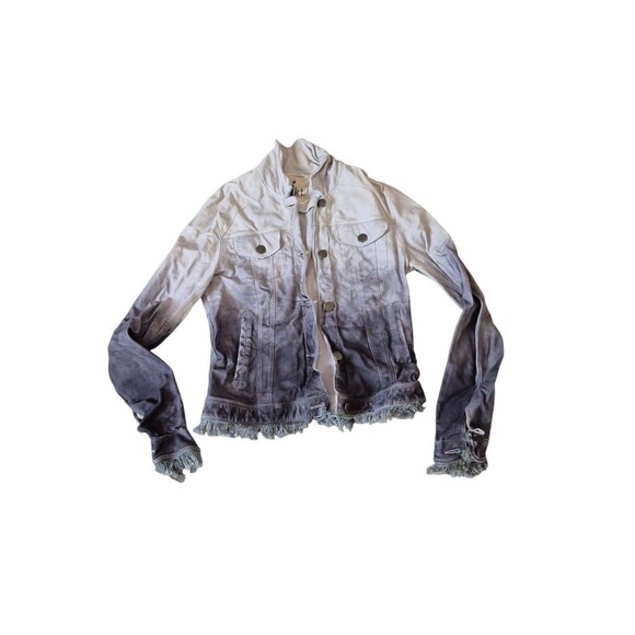 JkT NYC Nubuck Leather Ombre Jacket Fringe Leather Jacket Gray Sz XS - Picture 2 of 6